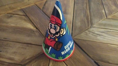 Vintage NINTENDO Super Mario Bros. BIRTHDAY HAT 1989 Paper Art ODDBALL & RaRe - Image 1 of 3