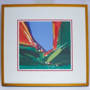 1991 Palm Springs Artist Patrick Kelly Abstract Serigraph Print Canyon Fire 30” - Picture 1 of 7