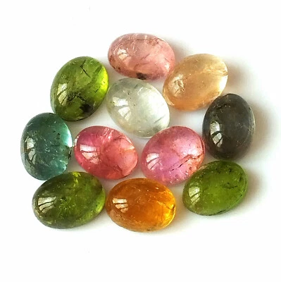 8X6 mm Oval Tourmaline Cabochon Natural Multi Color Wholesale Gemstone 12 Pieces - Image 1 of 4