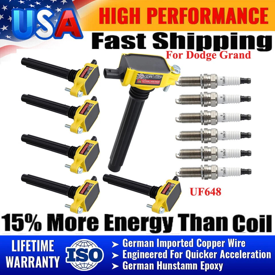 6 bobinas de encendido y bujía de iridio para Dodge Grand Caravan Chrysler 3,6 L UF648 Foto 1 de 4
