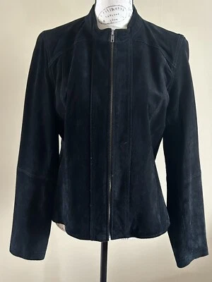 Ruff Hewn Genuine Black Suede Leather Jacket Women’s Sz 10/Large Zip Up - Image 1 of 4