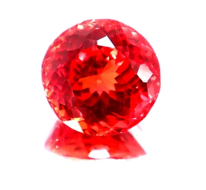 13.35 Ct Natural Certified Ceylon Orange Fire Sapphire Round Cut Loose Gemstone - Picture 1 of 5