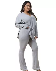 Plus Size Lounge Leisure Wear Sets For Women 2024 Oversized V Neck Sweatpant ... - Picture 1 of 8