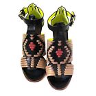 Coach Women’s Tribal Lorrie Woven Leather Sandal Stacked Wood Block Heels (7)