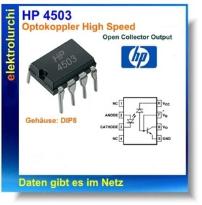 HP4503 - Transistor Optoacoplador Salida Colector Abierto, DIP8, HP, 3º - Imagen 1 de 2
