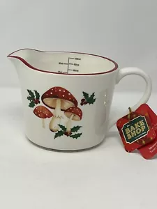 The Bake Shop Mushroom Holly Ceramic Liquid Pouring MEASURING CUP NWT holiday - Picture 1 of 11