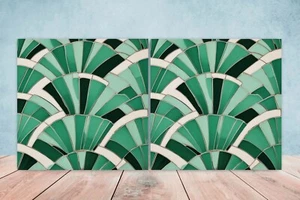 Art Deco Design Keramikfliesen - 2er Set Art Deco Wanddeko Fliesen, Art Deco Fliese - Bild 1 von 3