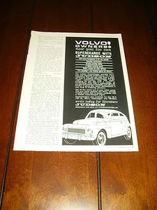 1961 JUDSON SUPERCHARGER VOLVO ORIGINAL AD - Picture 1 of 2