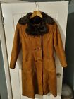 Vintage ladies sheepskin suede coat est size 6-8 P2P 18.5" length 42" VGC