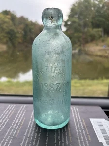 Antike 1888 Geo Spreitzer & Co; Paterson NJ Aqua Blob Top Flasche - Bild 1 von 9