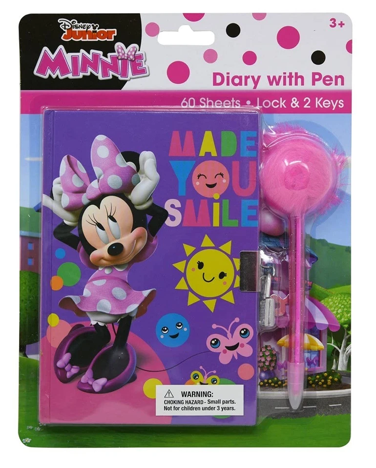 Minnie Mouse Lockable Diary for Girls with Pom Pen Cute Personal Journal - Image 1 of 1