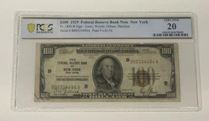 1929 $100 Federal Reserve Banknote New York, NY FR#1890-B, B00334494a - Picture 1 of 2