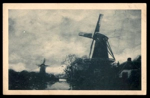 Postcard Windmills by Canal, Cloudy Sky - Picture 1 of 2