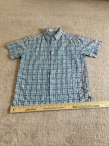 Authentic Shaolin Shirt Youth Boys Blue Plaid Short Sleeve Button Up.EUC - Picture 1 of 10