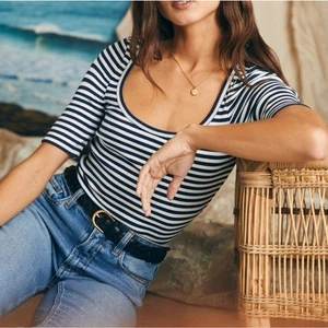 T-shirt Faherty Freestyle a righe in maglia a costine XS - Foto 1 di 7