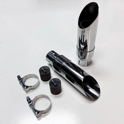 Shorty GP Exhaust Stainless Tips FOR Harley Davidson Dyna 1995-2017 W/ Baffle - Image 1 of 2