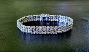 🫧BRACELET DE TENNIS BULLES À PLUSIEURS RANGÉES STERLING 925 DIAMANT NATUREL TOUJOURS 0,25 ct. - Photo 1/12