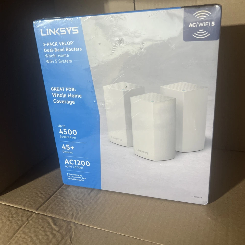 Linksys Velop Dual Band AC1200 Intelligent Mesh WiFi Router - 3 Pack -A1 - Image 1 of 4