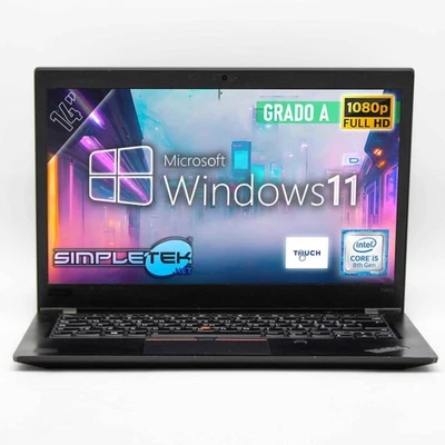 Lenovo T480s I5 Notebook Touch Screen Win11 14" Fhd 12gb 240gb Pc Ricondizionato - Immagine 1 di 4