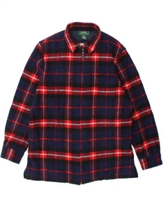 RALPH LAUREN Womens Lumberjack Shirt UK 16 Large Navy Blue Check Wool CP11 - Picture 1 of 3