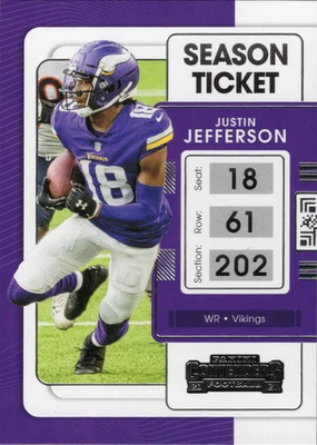 2021 Panini Contenders Justin Jefferson #63 Minnesota Vikings Season Ticket NFL - Image 1 of 2