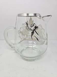 Vintage Rockwell Glas Krug Silver Overlay Floral Klar Griff Ausguss - Bild 1 von 10