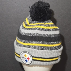 Pittsburgh Steelers New Era 2021 NFL Sideline Sport Pom Cuffed Knit grau - Bild 1 von 7