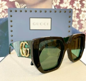 New GG0956S Oversized Geometric Women's Sunglasses Black/Green Lense - Picture 1 of 16