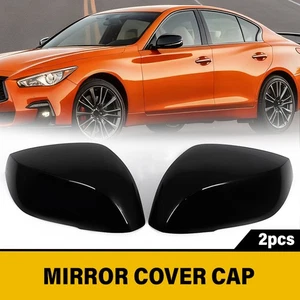 Pair Glossy Black Rearview  Mirror Cover Caps For Infiniti Q50 Q50S Q60 Q70 QX30 - Picture 1 of 17