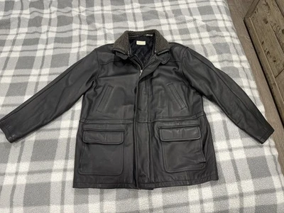 Jaqueta Sobretudo Masculina Paradox Couro Genuíno Liso Preta Tamanho XL Alta Pesada - Imagem 1 de 4