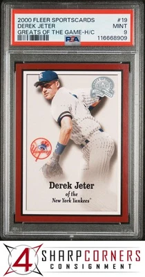 2000 FLEER SPORTSCARDS GREATS OF THE GAME HAND CUT #19 DEREK JETER POP 2 PSA 9 - Image 1 of 2