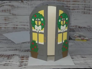 Merry Christmas Greeting Card Kit #36 [Lot of 4, Handmade, Holiday French Doors] - Picture 1 of 8