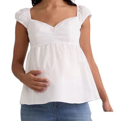 Time and Tru Women’s Maternity Babydoll Top with Cap Sleeves, Size XL (14-16). - Image 1 of 4