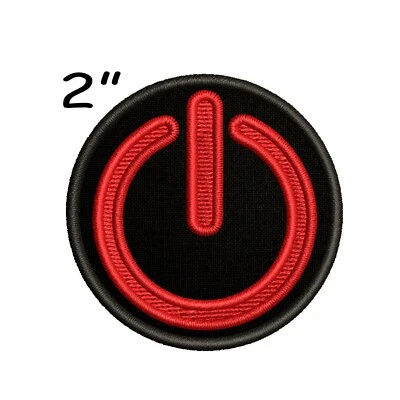 Power Button Patch Embroidered Iron-on Applique Clothing Vest, Retro Gamer - Image 1 of 4