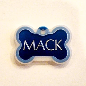 CUSTOM ENGRAVED PET TAG BLUE BONE SHAPE WITH SILENCER DOG PERSONALIZED TAGS - Picture 1 of 2