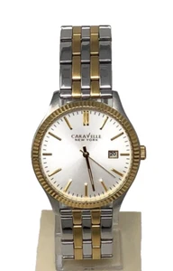 CARAVELLE NEW YORK MENS WRISTWATCH 45B129 NIB QUARTZ Two Toned - Picture 1 of 8