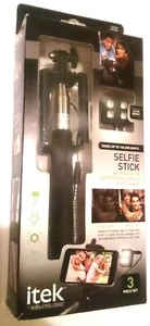 ITEK BY SOUNDLOGIC SELFIE STICK WITH BUILT-IN SHUTTER RELEASE & 4 LED FLASH BLK - Picture 1 of 5