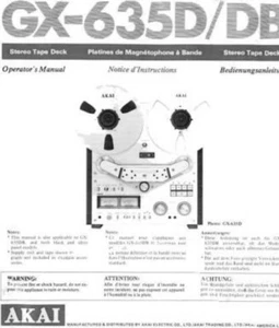 Akai GX-635D GX-635DB Tapedeck Bedienungsanleitung - Bild 1 von 1