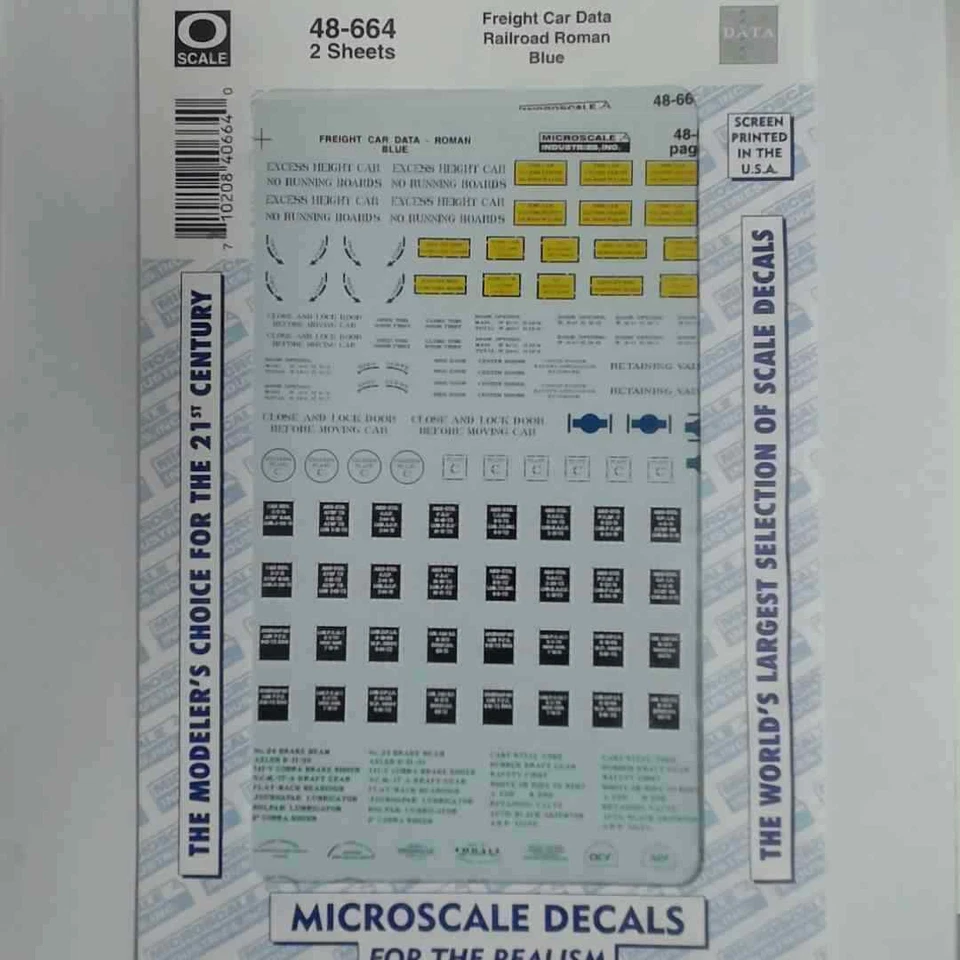 Microscale O Scale Decals: DATA, FREIGHT CAR, Railroad Roman, Blue - Image 1 of 1