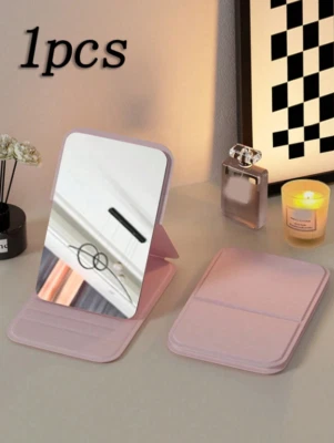 Espejo de maquillaje plegable de cuero PU de 1 pieza - Accesorio de tocador de viaje portátil - NUEVO Foto 1 de 4
