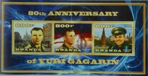 Yuri Gagarin first astronaut Vostok space Moscow s/s Rwanda MNH #VG1067 - Picture 1 of 1