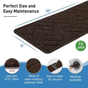 Pedate per Scale Antiscivolo, PATTENGO Confezione da 15 8" X 30" 8" X 30", Marrone - Foto 1 di 5