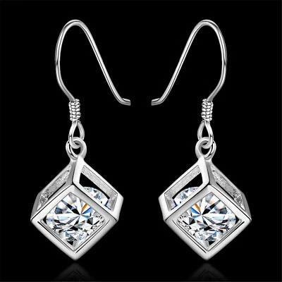 Nuevos pendientes colgantes enchapados en plata 925 de moda para mujer E583 Foto 1 de 4