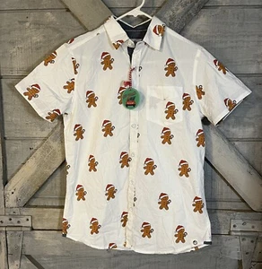 Camicia a maniche corte nuova con etichette Free Planet con bottoni pan di zenzero taglia S - Foto 1 di 3