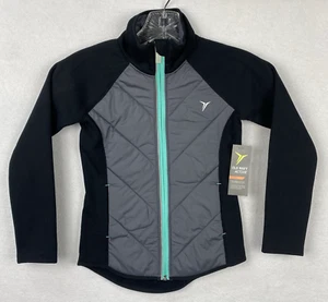 Old Navy Active Girls XS 5 Black Gray Aqua Jacket Go Dry Relective NWT - Picture 1 of 10