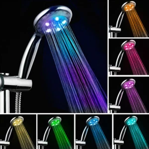LED Duschkopf Handbrause 7 Farbe Licht mit 2,0m Schlauch,Wasserspar DE - Bild 1 von 11
