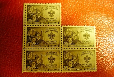 FIVE 1950 SCOTT 995 UNUSED US STAMP BOY SCOUTS 3 CENT.50 - Image 1 of 2