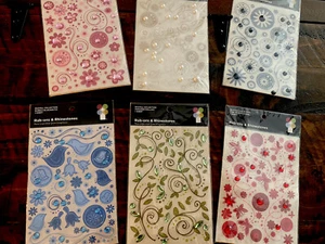 Imaginisce Bazzill Rub-Ons and Rhinestones Lot Of 6 Pkgs All Different NEW! - Picture 1 of 10