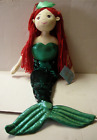 Mermaid By Linzy Toys, Green With Red Hair, 28", Stuffed Plush, Sitting, New