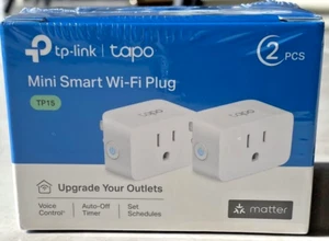 Tapo Smart Wi-Fi Plug Mini with Matter - White 1 box contains 2 plugs TP15 NIB - Picture 1 of 3